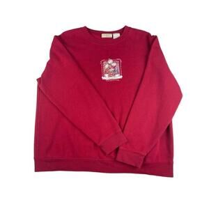 Vintage Penmans Sweatshirt Womens Large Red Cotton Fleece Lined Snowman Graphic